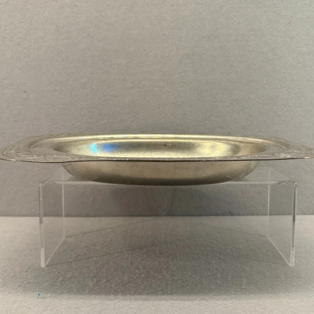 Mulholland Pewter Oval Dish‎ 1907 K Scrollwork Border Vintage Metalware Tray